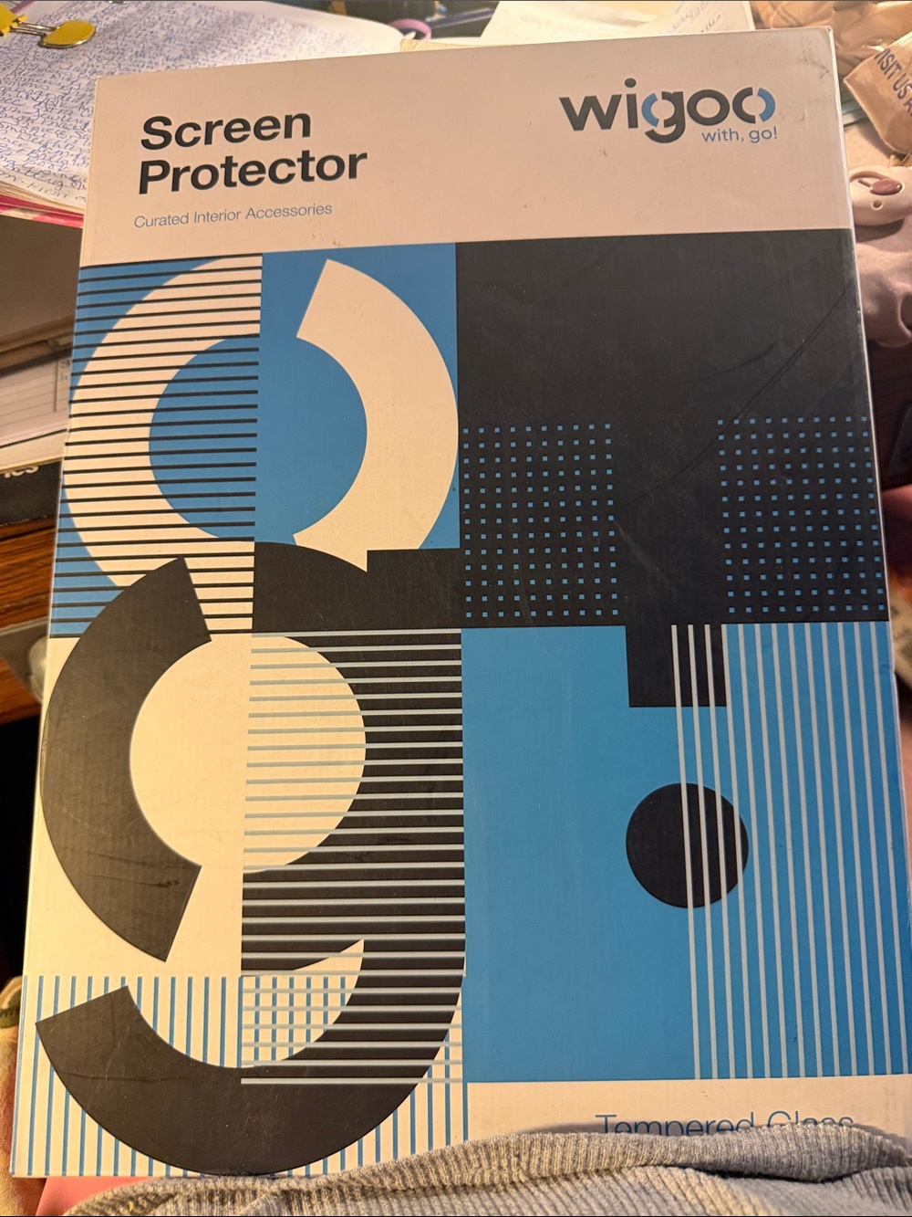 Wigoo Blue and Black Geometric Wall Art Screen Protector